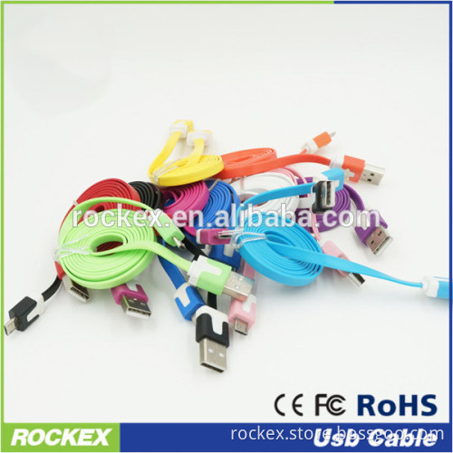 Colorful flat micro usb cable for mobile phone